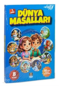 1. Sınıflara Dünya Masalları Seti (8 Kitap) Kelime Anahtarı Çıkartmalı Renkli Resimli