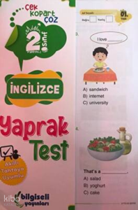 2.Sınıf Açı İngilizce Çek Kopart Yaprak Test