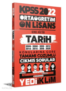 2022 KPSS Ortaöğretim Ön Lisans Genel Kültür Tarih Konularına Göre Tamamı Çözümlü Çıkmış Sorular