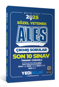 2025 ALES Sözel Yetenek Son 10 Sınav Tamamı Çözümlü Çıkmış Sorular(28 Temmuz 2024/Ales-2 Ekli)