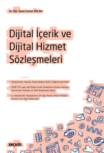 Dijital İçerik ve Dijital Hizmet Sözleşmeleri