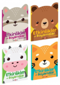 Etkinlikler ve Boyamalar + Yapıştırmalar Seti (Rakuncuk-Ayıcık-İnekçik-Kedicik )