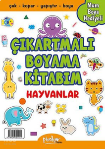 Hayvanlar Boyama Kitabı - Çıkartmalı (Mum Boya Hediyeli)