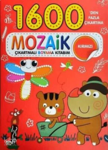 Mozaik Çıkartmalı Boyama Kitabı Kırmızı 1600'den Fazla Çıkartma