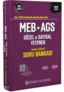 Öğreti Akademi 2025 MEB-AGS Soru Bankası Tamamı Çözümlü Sözel-Sayısal Yetenek