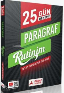Paraf Akademi TYT 25 Günde Rutin Paragraf Branş Denemeleri