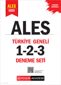 Pegem Akademi 2025 ALES Tamamı Çözümlü Türkiye Geneli 1-2-3 (3'lü Deneme Seti)