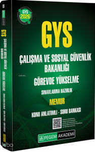 Pegem Akademi 2026 GYS Çalışma ve Sosyal Güvenlik Bakanlığı Görevde Yükselme Sınavlarına Hazırlık Memur Konu Anlatımlı Soru Bankası