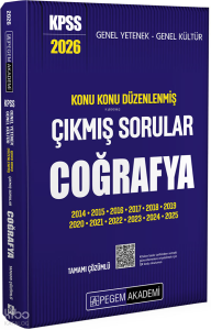 Pegem Akademi 2026 KPSS Genel Yetenek Genel Kültür Konu Konu Düzenlenmiş Tamamı Çözümlü Çıkmış Sorular COĞRAFYA