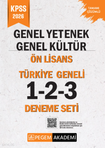 Pegem Akademi 2026 KPSS Genel Yetenek Genel Kültür Lise-Ön Lisans Tamamı Çözümlü Türkiye Geneli 1-2-3 Deneme Seti