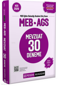 Pegem Akademi 2026 MEB AGS Mevzuat 30 Deneme Tamamı Çözümlü