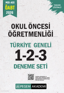 Pegem Akademi 2026 MEB AGS ÖABT Okul Öncesi Öğretmenliği Tamamı Çözümlü Türkiye Geneli 1-2-3 Deneme Seti