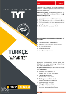 Pegem Akademi Yayıncılık TYT Türkçe Yaprak Test