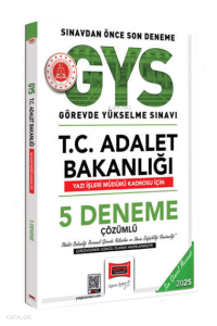 Yargı Yayınları 2025 T.C Adalet Bakanlığı Yazı İşleri Müdürü Kadrosu İçin Çözümlü 5 Deneme