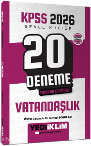 Yediiklim KPSS 2026 Genel Kültür Vatandaşlık Tamamı Çözümlü 20 Deneme