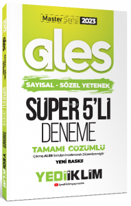 Yediiklim Yayınları 2023 Master Serisi Ales Sayısal- Sözel Yetenek Tamamı Çözümlü Süper 5'li Deneme