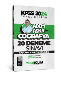 Yediiklim Yayınları 2024 KPSS Genel Kültür Adem Asra ile Coğrafya Tamamı Video Çözümlü 20 Deneme Sınavı