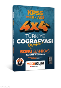 Yediiklim Yayınları 2025 KPSS MEB AGS 4X4 Öğreten Türkiye Coğrafyası Tamamı Çözümlü Soru Bankası