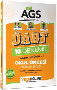 Yediiklim Yayınları 2025 MEB AGS ÖABT Okul Öncesi Öğretmenliği Tamamı Çözümlü 10 Deneme