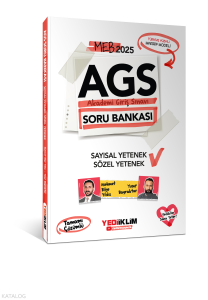 Yediiklim Yayınları 2025 MEB AGS Sayısal Yetenek - Sözel Yetenek Tamamı Çözümlü Soru Bankası