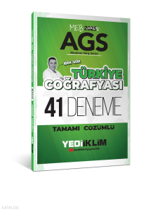 Yediiklim Yayınları 2025 MEB AGS Türkiye Coğrafyası Tamamı Çözümlü 41 Deneme