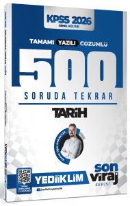 Yediiklim Yayınları 2026 KPSS - AGS  Son Viraj Serisi Tarih Tamamı Yazılı Çözümlü 500 Soruda Genel Tekrar Kampı