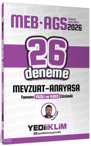 Yediiklim Yayınları 2026 MEB AGS Mevzuat Anayasa Tamamı Yazılı ve Video Çözümlü 26 Deneme