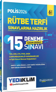 Yediiklim Yayınları 2026 Polis Rütbe Terfi Sınavlarına Hazırlık Tamamı Çözümlü 15 Deneme Sınavı