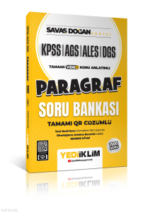 Yediiklim Yayınları AGS KPSS ALES DGS Savaş Doğan Serisi Paragraf Tamamı Video Konu Anlatımlı ve Tamamı QR Çözümlü Soru Bankası