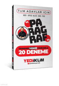 Yediiklim Yayınları AGS KPSS ALES DGS YKS Tüm Adaylar İçin Paragraf Tamamı Video Çözümlü 20 Deneme