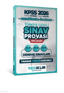 Yediiklim Yayınları KPSS Ortaöğretim Ön Lisans GY-GK Türkiye Geneli Sınav Provası Tıpkı Basım 11-12-13 Deneme Sınavları Tamamı Video Çözümlü