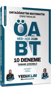 Yediiklim Yayınları MEB AGS ÖABT 2026 Ortaöğretim Matematik Öğretmenliği Tamamı Çözümlü 10 Deneme
