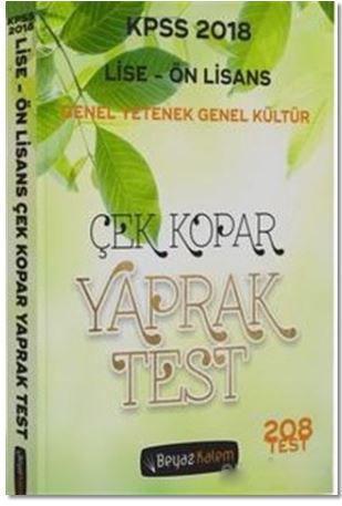 2018 KPSS Lise Ön Lisans Genel Yetenek Genel Kültür Çek Kopar Yaprak Test