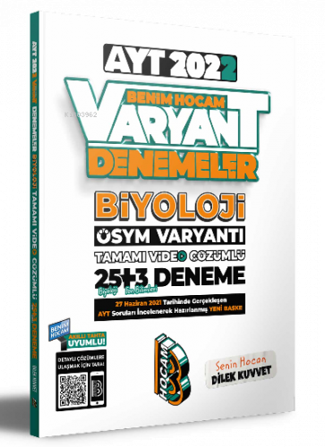 2022 AYT Biyoloji Tamamı Video Çözümlü 25+3 Deneme Sınavı