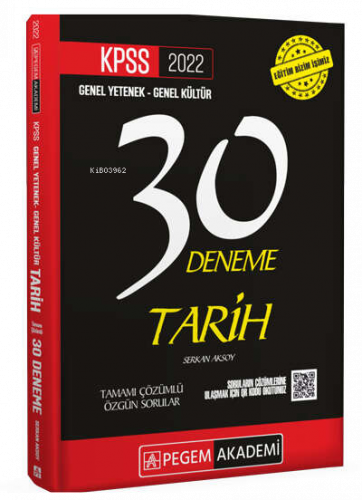 2022 KPSS Genel Yetenek - Genel Kültür Tarih 30 Deneme