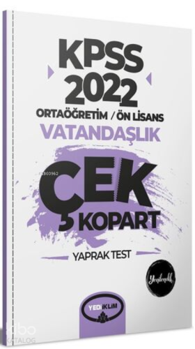 2022 KPSS Ortaöğretim Ön Lisans Genel Kültür Vatandaşlık Çek Kopart Ya