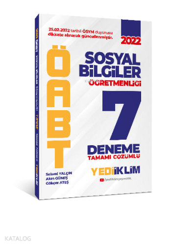 2022 ÖABT Sosyal Bilgiler Öğretmenliği Tamamı Çözümlü 7 Deneme