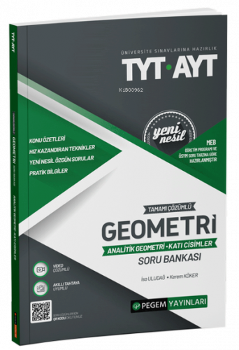 2022 TYT-AYT Tamamı Çözümlü Geometri ( Analitik Geometri-Katı Cisimler ) Soru Bankası;Üniversite Sınavlarını Hazırlık