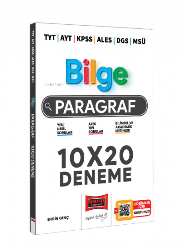 2023 Tyt Ayt Kpss Ales Dgs Msü Bilge Paragraf 10x20 Deneme Sınavı