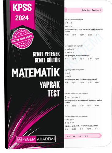 2024 KPSS Genel Yetenek Genel Kültür Matematik Yaprak Test