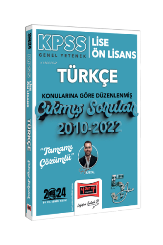 2024 KPSS Lise Ön Lisans Türkçe Konularına Göre Düzenlenmiş 2010-2022 