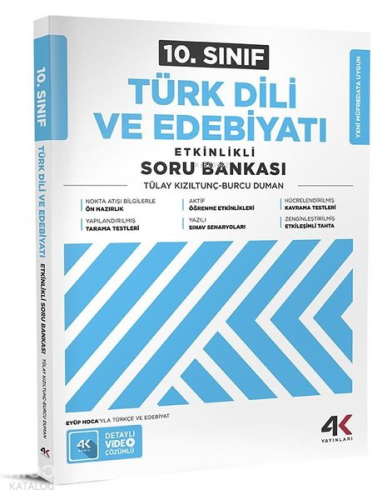 4K Yayınları 10. Sınıf Türk Dili Ve Edebiyatı Etkinlikli Soru Bankası