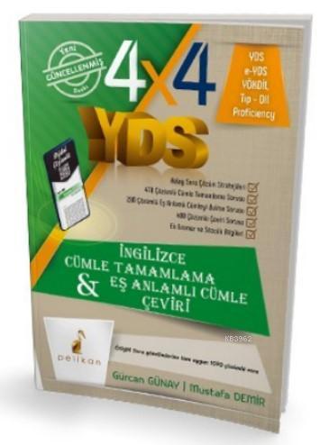4x4 YDS Seti 1 Kitap Cümle Tamamlama, Çeviri ve Eş Anlamlı Cümle