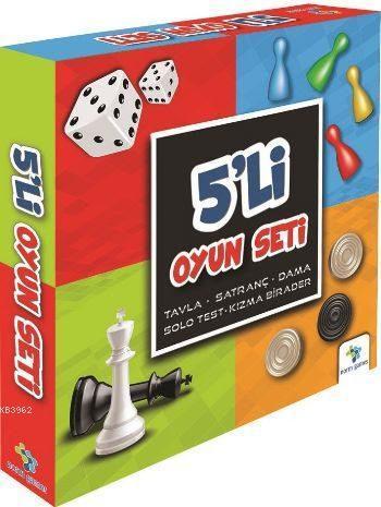 5'li Oyun Seti; Tavla, Satranç, Dama, Solo Test, Kızma Birader