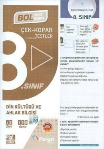 8. Sınıf Din Kültürü ve Ahlak Bilgisi Çek Kopar Testler Pergel Yayınları