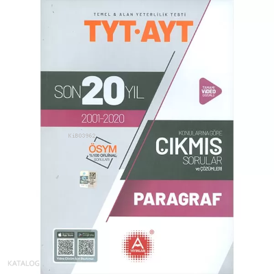 A Yayınları Tyt Ayt Paragraf Son 20 Yıl Çıkm -2021