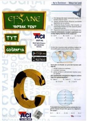 Açı Yayınları TYT Coğrafya Efsane Çek Kopart Yaprak Test