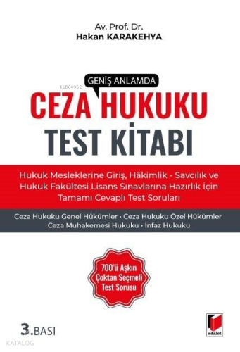 Adalet Geniş Anlamda Ceza Hukuku Test Kitabı