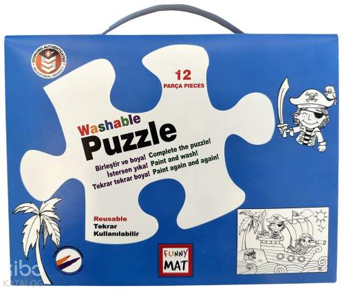 Akademi Çocuk Funny Mat Washable Puzzle - Korsan Adası