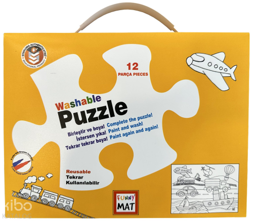 Akademi Çocuk Funny Mat Washable Puzzle - Taşıtlar